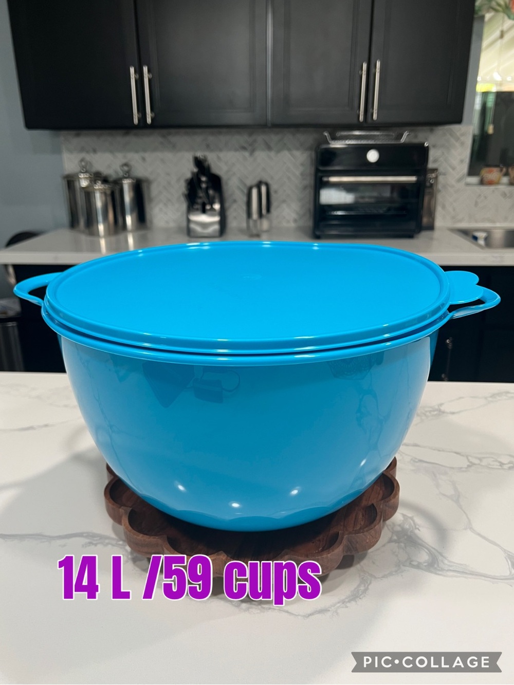Tupperware Bright Blue 14L Mixing Bowl with Lid